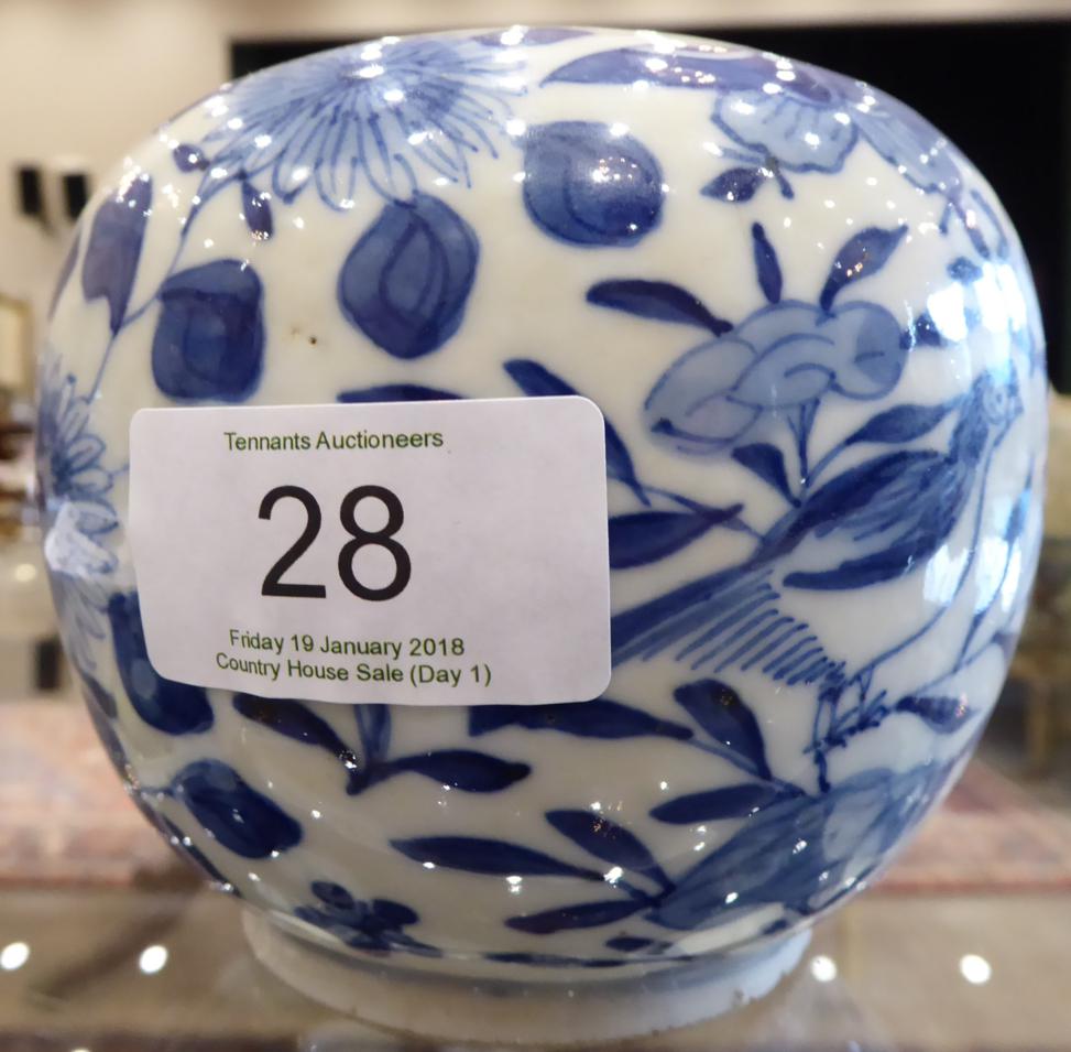 A Chinese Porcelain Water Pot, Qing Dynasty, of ovoid form, painted in underglaze blue with - Image 3 of 6