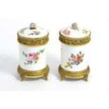 A Pair of Gilt Metal Mounted Sèvres Porcelain Toilet Pots and Covers, porcelain 18th century, mounts