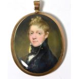 Manner of John Commerford (Irish, 1770-1832): A Miniature Bust Portrait of a Midshipman, wearing a