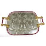 A Façon de Venise Gilt Metal Mounted Mirrored Glass Tray, of rounded rectangular form with leaf cast