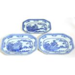 A Pair of Chinese Porcelain Small Platters, Qianlong, of canted rectangular form painted in