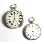 Two Silver Open Faced Pocket Watches, signed Benson, London, 1920, gilt fusee lever movement
