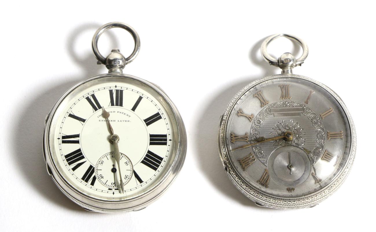 Two Silver Open Faced Pocket Watches, the first, lever movement signed Max Cohen, Manchester, dust