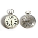 Two Silver Open Faced Pocket Watches, the first, lever movement signed Max Cohen, Manchester, dust