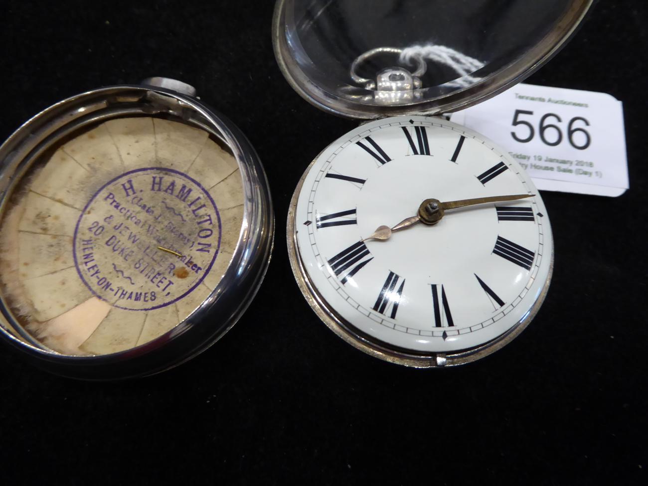 A Silver Pair Cased Verge Pocket Watch, signed Grayson, Henley, 1841, gilt fusee movement signed and - Image 2 of 6