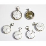 Four Silver Verge Pocket Watches, 18th/19th century, signed Wm Bunnett, London, J String, London, Wm
