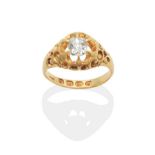 An 18 Carat Gold Solitaire Diamond Ring, an old cut diamond in an extended claw setting, to