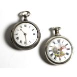 Two Silver Pair Cased Verge Pocket Watches, signed Ann Hanson, 1810, gilt fusee movement signed