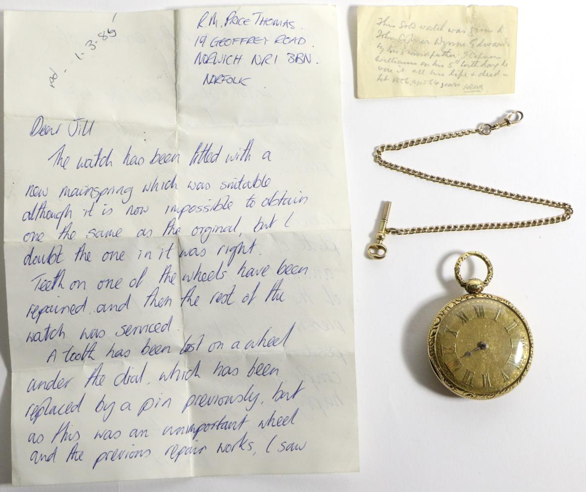 An 18ct Gold Pocket Watch, signed Geoe Lowe, Chester, 1817, lever movement signed and numbered