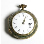 A Shagreen Verge Pocket Watch, gilt fusee movement signed Thos Smith, London and numbered 293,