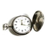 A Silver Full Hunter Verge Pocket Watch, signed Wm Radford, Leeds, 1808, gilt fusee movement