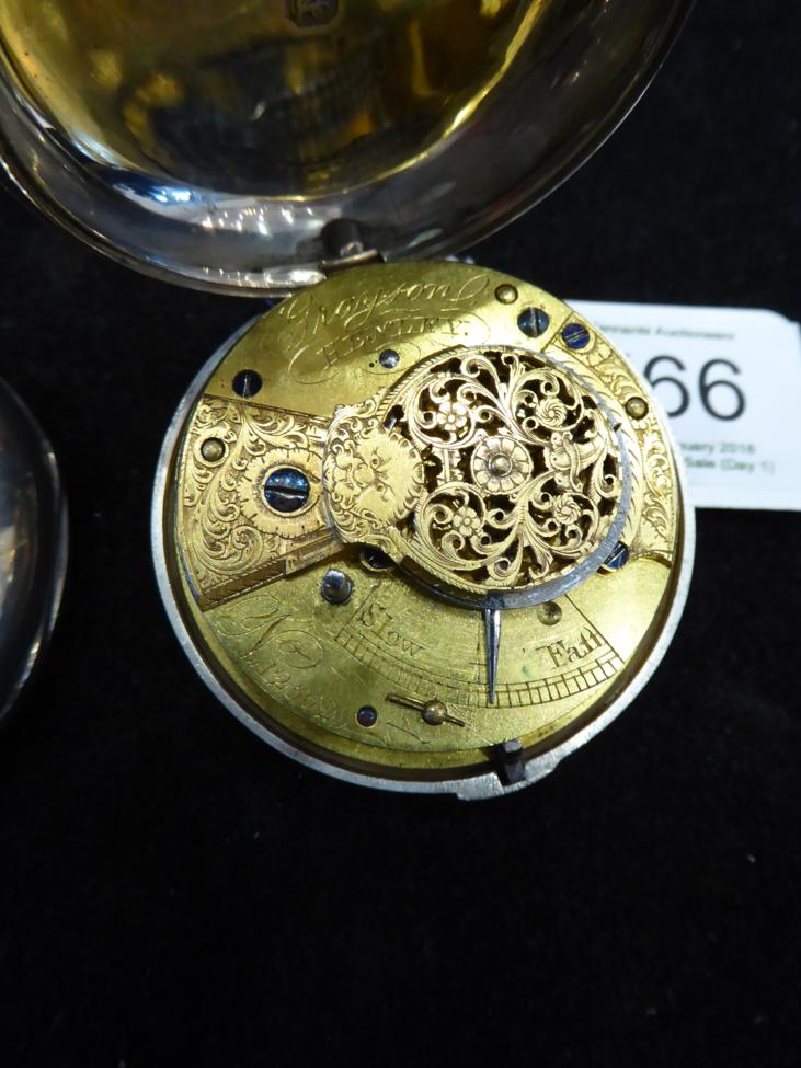 A Silver Pair Cased Verge Pocket Watch, signed Grayson, Henley, 1841, gilt fusee movement signed and - Image 4 of 6