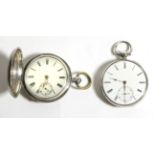 A Silver Full Hunter Pocket Watch and a Silver Open Faced Pocket Watch, the first, lever movement