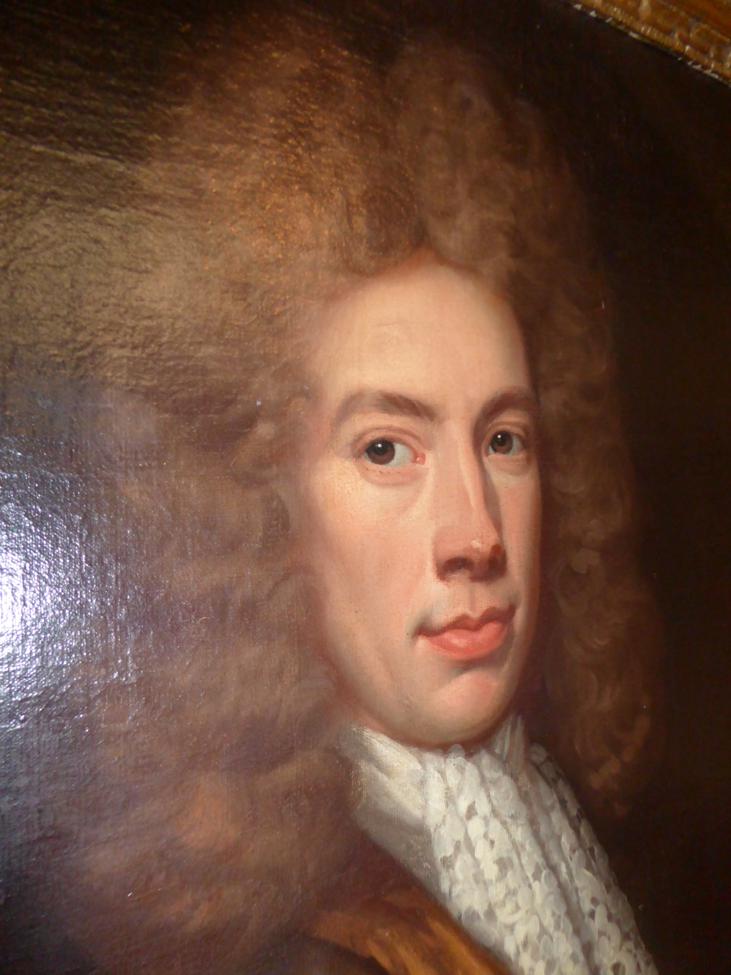 Follower of Sir Godfrey Kneller (1646-1723) Portrait of a gentleman, head and shoulders, wearing a - Image 3 of 4