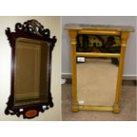A George III Mahogany and Parcel Gilt Pier Glass, late 18th century, the apron with shell patera,