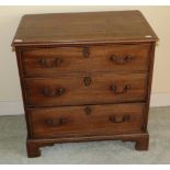 A George III Mahogany and Crossbanded Straight Front Chest, early 19th century, the moulded top