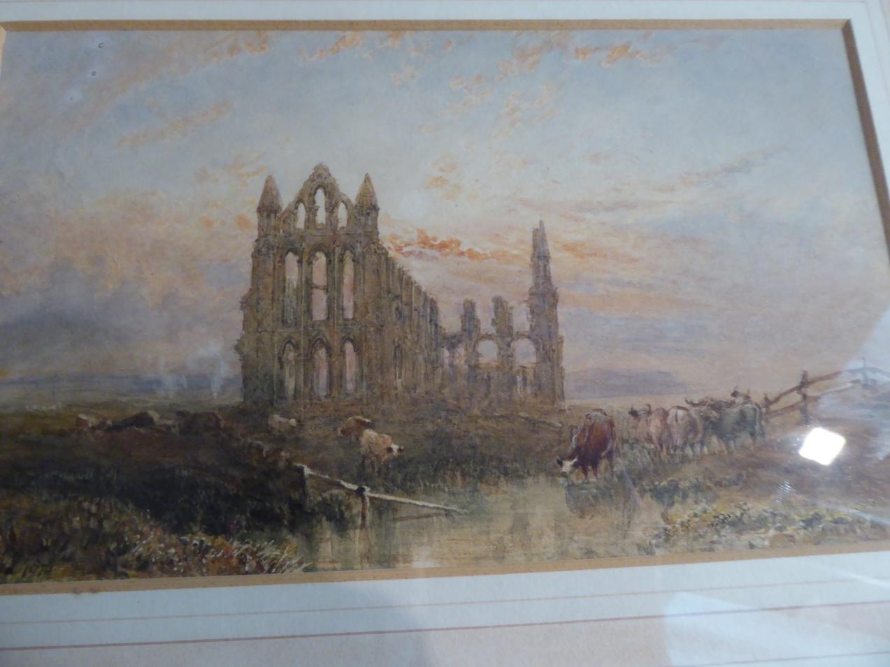 George Weatherill (1810-1890) Cattle watering before Whitby Abbey Signed and indistinctly dated - Image 4 of 4