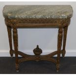 A French Giltwood Pier Table, 19th century, of Louis XVI design, the green and white marble