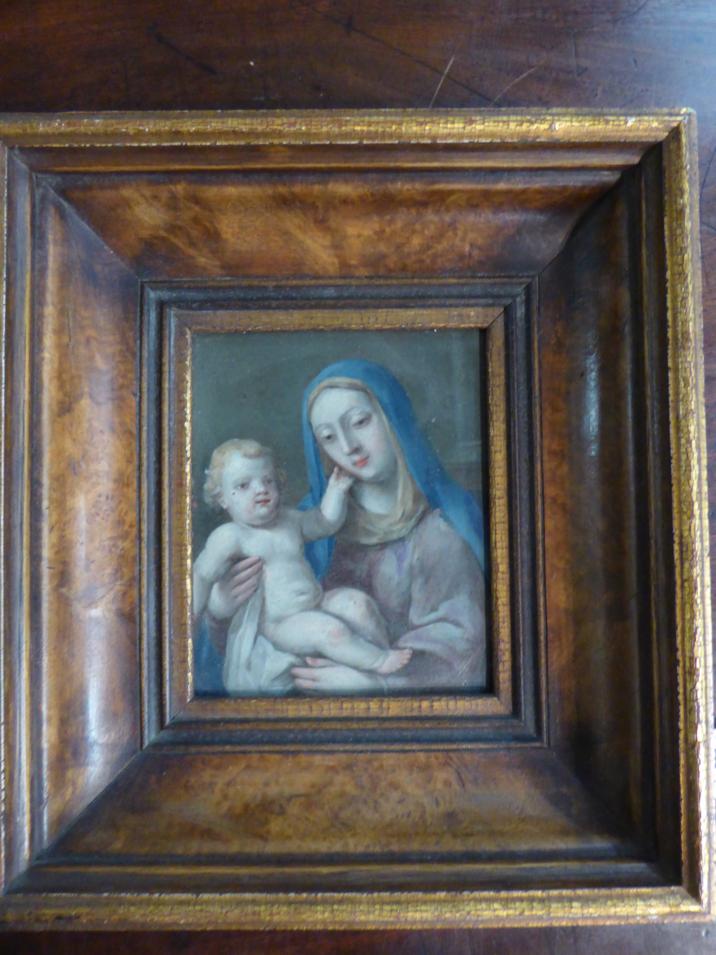 Follower of Giovanni Battista Salvi da Sassoferrato (1609-1685) Italian Madonna and Child Oil on - Image 2 of 3