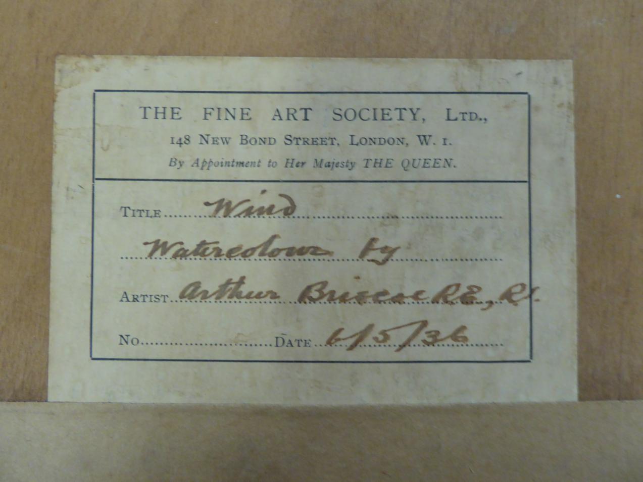 Arthur Briscoe RE, RI (1873-1943) ''Wind'' Signed, titled and dated (19)35, watercolour, 17cm by - Image 5 of 5