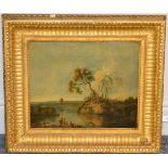 Continental School (19th century) Figures angling beside a river Oil on canvas, 34.5cm by 42cm