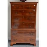 A George III Style Mahogany Chest on Chest, early 20th century, the cavetto cornice above two