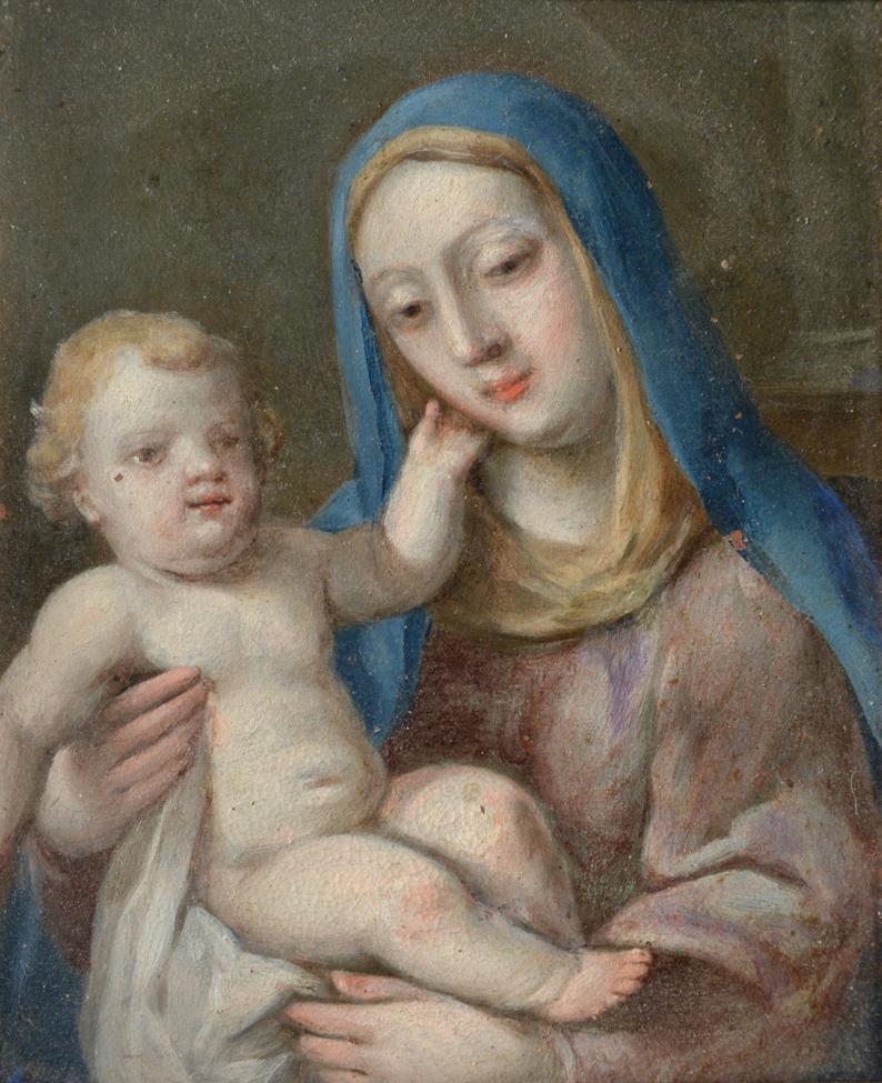 Follower of Giovanni Battista Salvi da Sassoferrato (1609-1685) Italian Madonna and Child Oil on