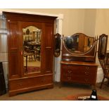 A Late Victorian Mahogany, Satinwood Banded and Boxwood Strung Two Piece Bedroom Suite, comprising a