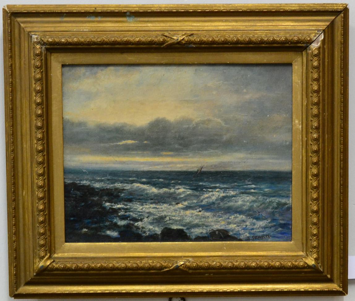 Arthur James Stark (1831-1902) Norwich coastal scene Signed, oil on canvas, 18.5cm by 23.5cm