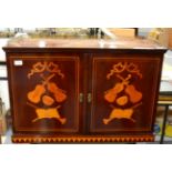 A Victorian Mahogany and Marquetry Inlaid Music Cabinet, 3rd quarter 19th century, foliate inlaid