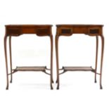 A Pair of Edwardian Carved Mahogany Bijouterie Tables, early 20th century, with hinged lids