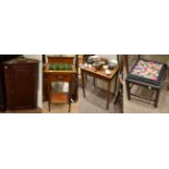 A George III Oak and Mahogany Crossbanded Hanging Corner Cupboard, with fielded panel door enclosing