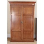 A Late Victorian Mahogany and Satinwood Banded Double Door Wardrobe, the doors with six recessed