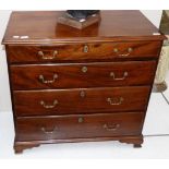 A George III Mahogany Straight Front Chest of Drawers, late 18th century, of four graduated