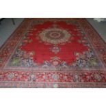 Tabriz Carpet Iranian Azerbaijan, circa 1930 The plain blood red field with central medallion framed