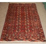 Tekke Rug Emirate of Bukhara, circa 1900 The madder field with two columns of quartered guls