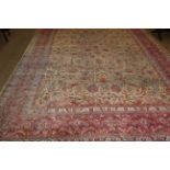 Kashan Carpet Central Iran, circa 1950 The apple green field with an allover design of palmettes and