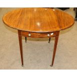 A George III Mahogany, Satinwood Banded and Ebony Strung Pembroke Table, late 18th century, with two