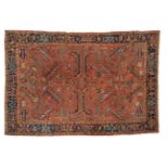 Heriz Carpet Iranian Azerbaijan, circa 1910 The rust field of angular vines enclosed by deep