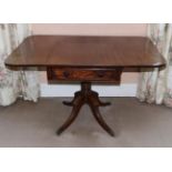 A George IV Mahogany Dropleaf Pedestal Table, 2nd quarter 19th century, with two rounded drop leaves