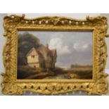Attributed to Edward Robert Smythe (1810-1899) Cottages by a pond Oil on panel, 24cm by 36cm