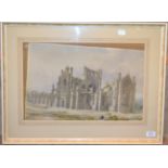 William Richardson (19th century) Melrose Abbey Watercolour, 32cm by 50cm