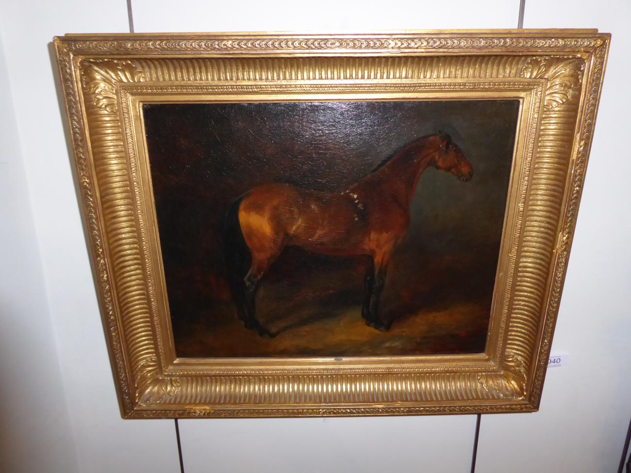 Follower of Ferdinand Victor Eugène Delacroix (1798-1863) French Bay horse standing in a stable - Image 4 of 5