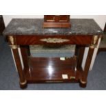 A Regency Mahogany and Gilt Metal Mounted Console Table, early 19th century, with a grey and white