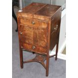 A George III Mahogany Washstand, late 18th century, with a hinged lid enclosing a fitted interior,