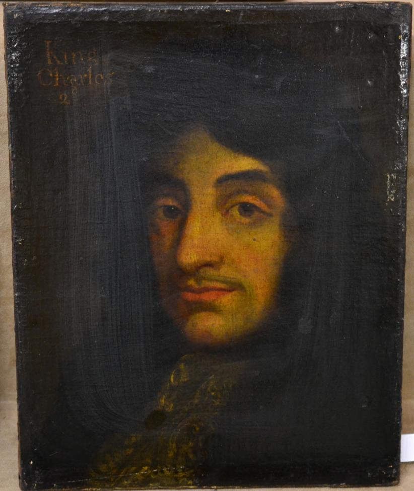 Follower of John Michael Wright (1617-1694) Portrait of King Charles II, head and shoulders Oil on