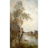 Albert E Bailey (ex.1890-1904) Queen's Swan Signed, oil on canvas, 125cm by 74cm