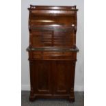 A 19th Century Continental Walnut Dentist's Cabinet, the upper section with a three-quarter