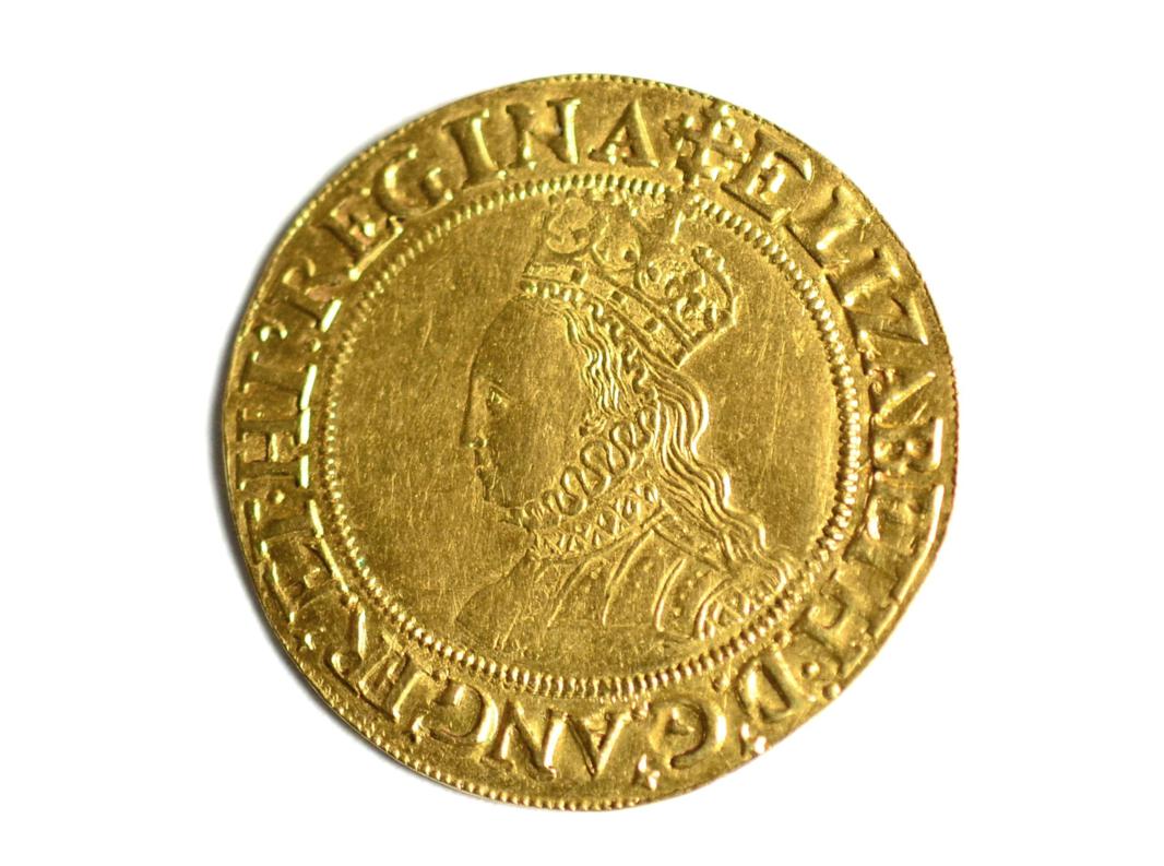 Elizabeth I Gold Half Pound, London Mint, MM cross crosslet; obv. ELIZABETH D G ANG FR ET HI