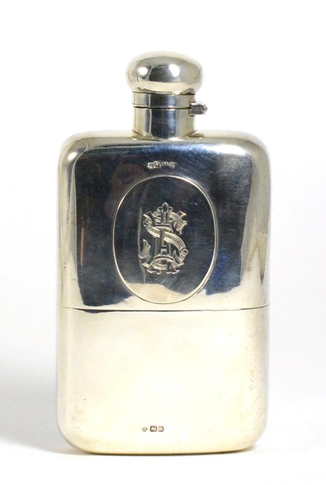 A Large Edwardian Silver Hip Flask, Colen Hewer Cheshire, Chester 1902, with bayonet fitting